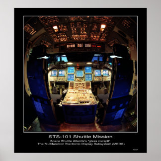 Poster "Cockpit de vidro" da Space Shuttle Atlantis
