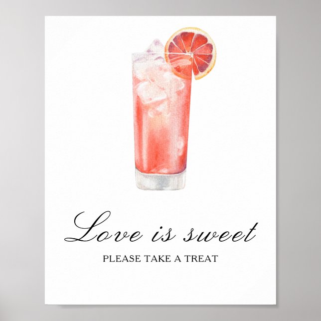Poster Cocktail bridal shower - love is sweet (Frente)
