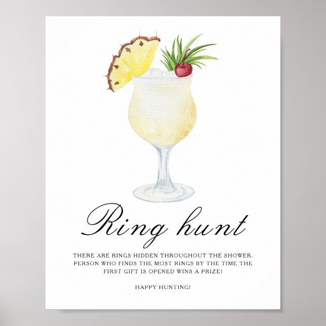 Poster Cocktail Bridal shower - Ring hunt game (Frente)