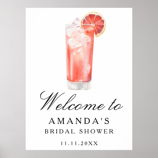 Poster Cocktail Citrus - bridal shower welcome sign (Frente)
