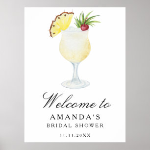 Poster Cocktail de abacaxi - sinal de boas-vindas para ch