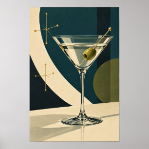 Poster Cocktail de Martini de Azeitona – Parede de Bar Mo
