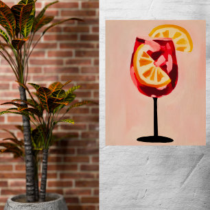 Pôster Cocktail Italiano Happy Hour Vintage Retro Abstrat
