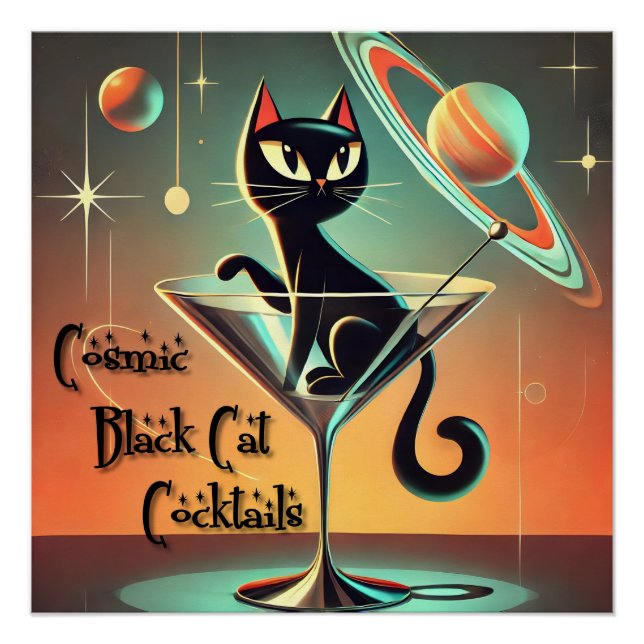 Pôster Cocktails de Gato Negro Cósmico e Futuro Atômico (Frente)