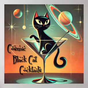 Poster Cocktails de Gato Negro Cósmico e Futuro Atômico