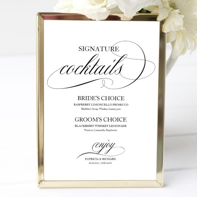 Poster Cocktails Signature Black Script (Criador carregado)