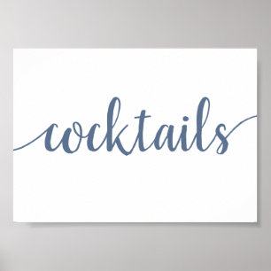 Poster Cocktails simples   Azul poeirento Qualquer sinal 