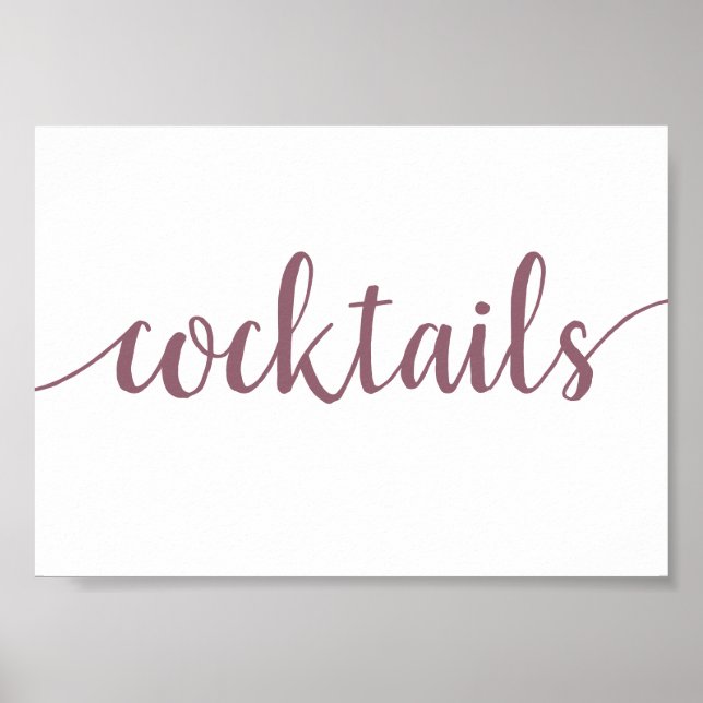 Poster Cocktails simples | Rosa Mauve Qualquer Sinal De B (Frente)