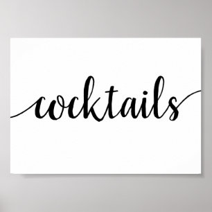 Poster Cocktails simples   Script Preto Qualquer Sinal De