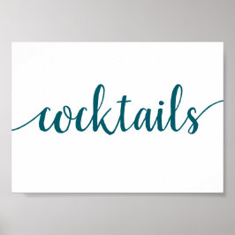 Poster Cocktails simples | Teal Aqua Qualquer Sinal De Ba