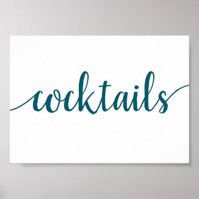 Poster Cocktails simples | Teal Aqua Qualquer Sinal De Ba (Frente)