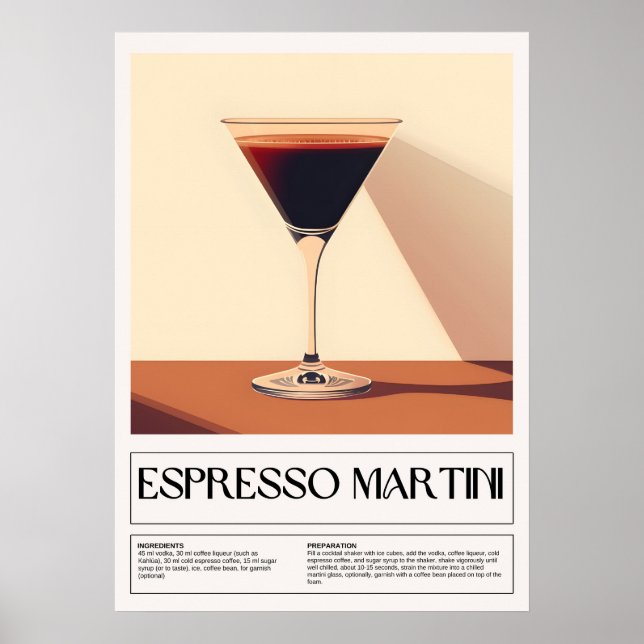 Poster Cocktails Vintage: Espresso Martini (Frente)