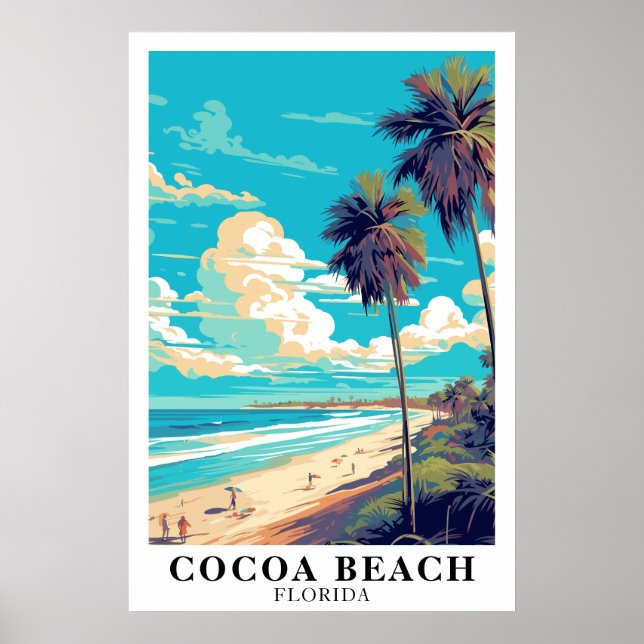 Poster Cocoa Beach Florida Vintage Travel Art (Frente)