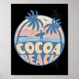 Poster Cocoa Flórida Praia Surf Férias de Verão Vintage