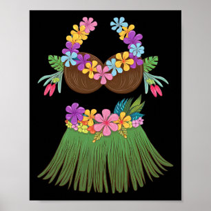 Poster Coconut Bra Lei Flores Gr Skirt Hula Party Hallow