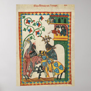 Pôster Codex Manesse Graf Friedrich von Leiningen