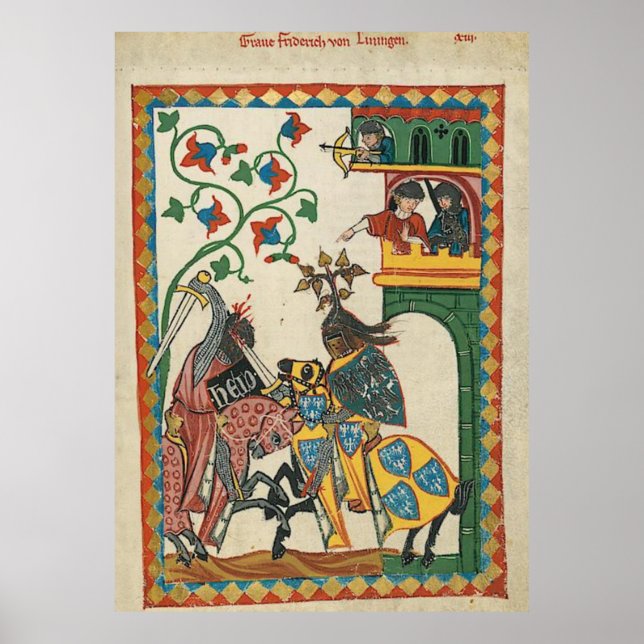 Pôster Codex Manesse Graf Friedrich von Leiningen (Frente)