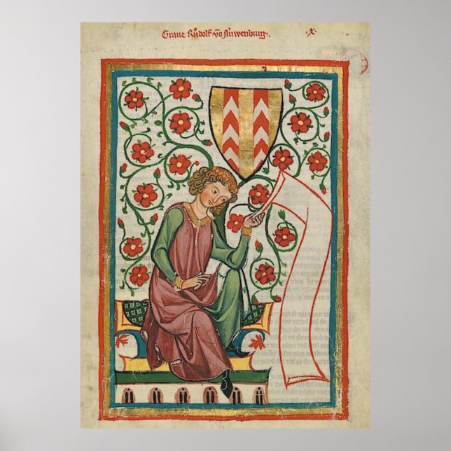 Poster Codex Manesse Graf Rudolf von Neuenburg (Frente)