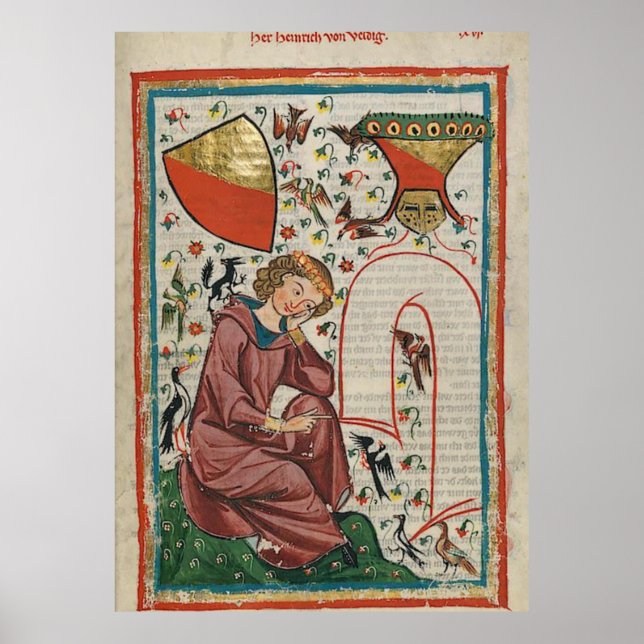 Poster Codex Manesse Herr Heinrich von Veldeke (Frente)