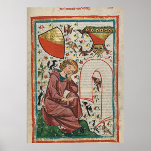 Poster Codex Manesse senhor Heinrich de Veldeke