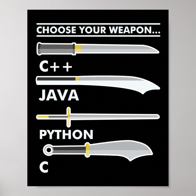 Poster Codificação do programador Escolha sua Arma C Java (Frente)
