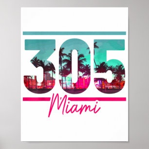 Poster Código de Área de Miami 305 - Prítico de Palmeiras