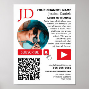 Poster Código de Foto e QR dentro de um círculo, Youtube