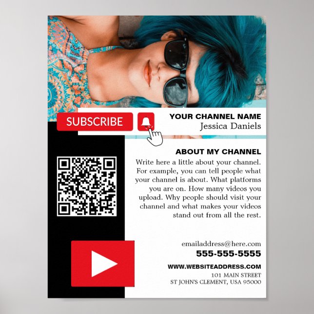 Poster Código de Foto e QR Personalizado, Youtube - Vlogg (Frente)