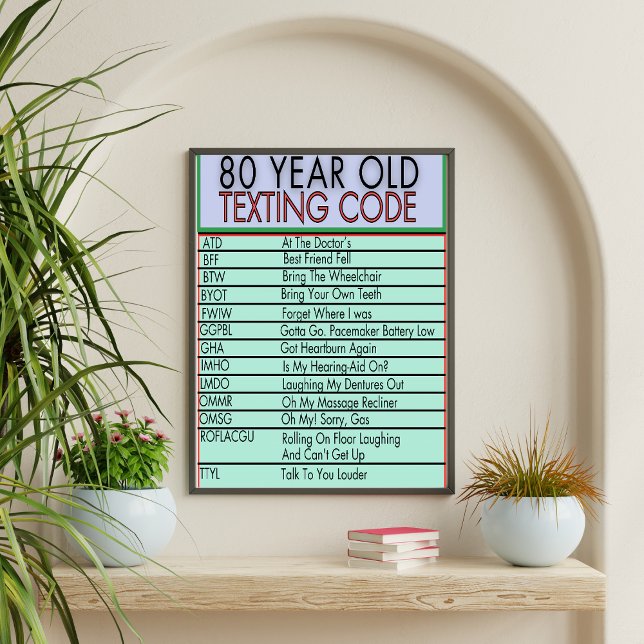Poster Código de Mensagens com 80 Anos Engraçado Mais vel (Criador carregado)