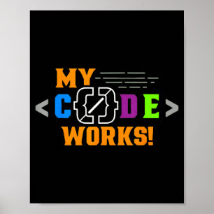 Poster Código funciona engraçado programador codificando 