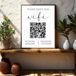 Poster Código QR Branco Aproveite o nosso Wifi
