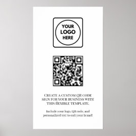 Poster Código QR Branco Personalizado | Negócios Profissi