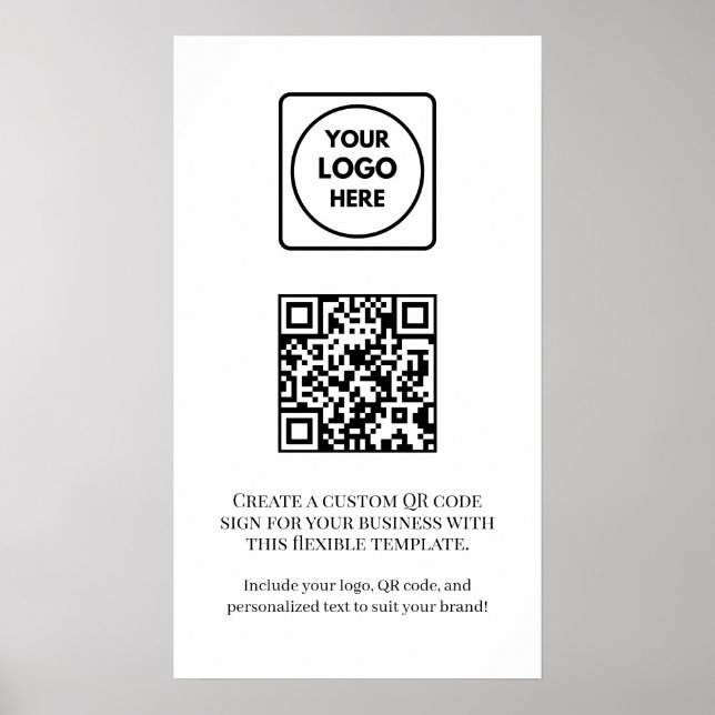 Poster Código QR Branco Personalizado | Negócios Profissi (Frente)