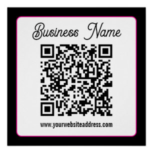 Pôster Código QR com letra cursiva de script