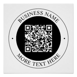 Pôster Código QR com Nome da Empresa Texto Circular Editá