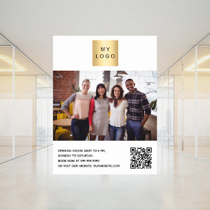 Poster Código QR da foto do logotipo comercial