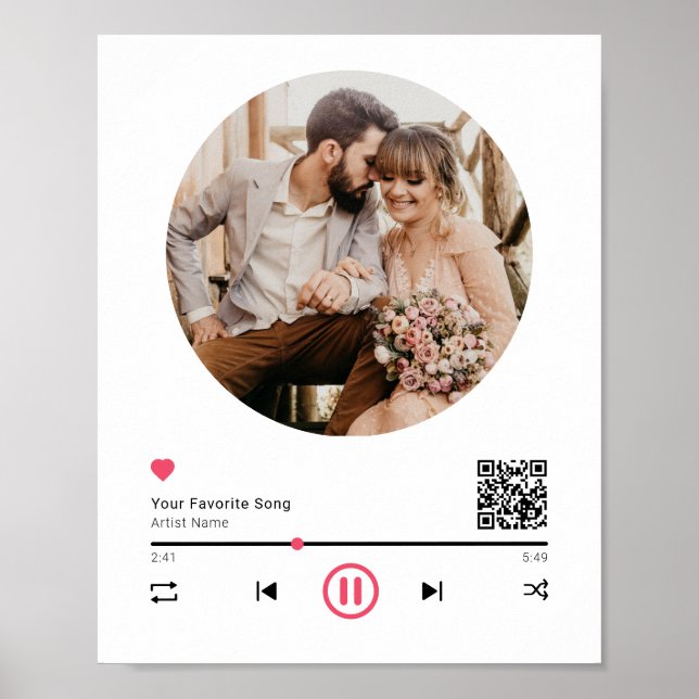 Poster Código QR da Música de Casamento Foto de Aniversár (Frente)