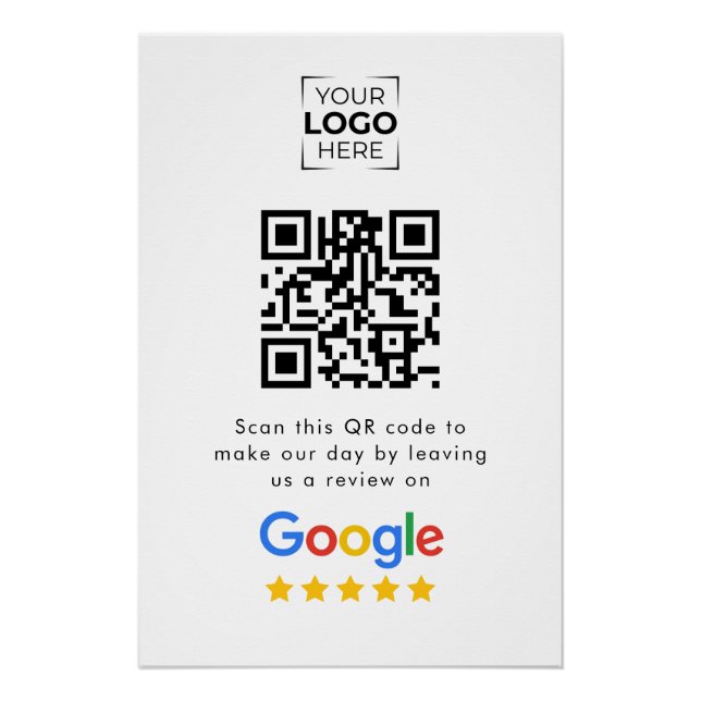 Pôster Código QR de Avaliação do Google Negócios  (Frente)