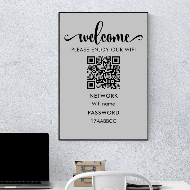 Poster Código QR de Boas-vindas do WIFI | Por Favor, Apro (Criador carregado)