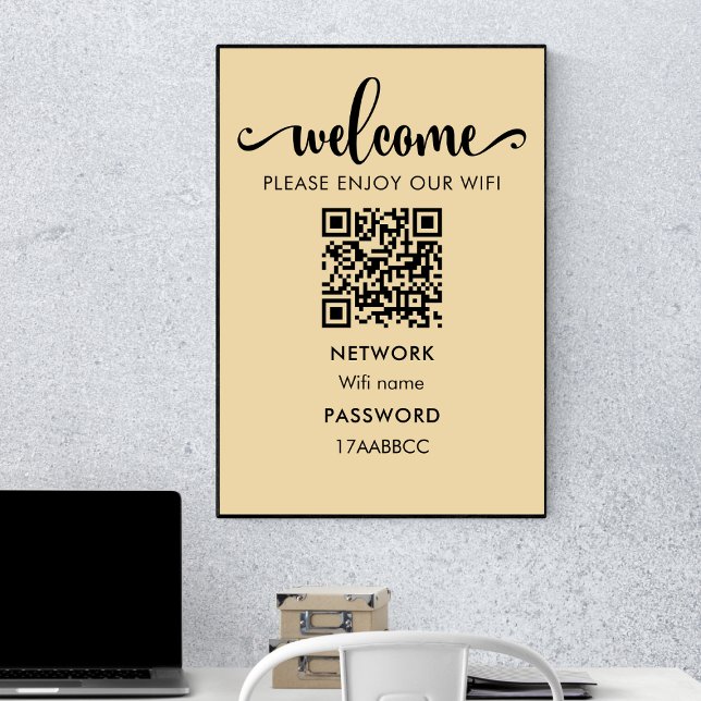 Poster Código QR de Boas-vindas do WIFI | Por Favor, Apro (Criador carregado)