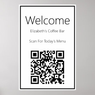Poster Código QR de Boas-vindas para o Modelo de Menu de
