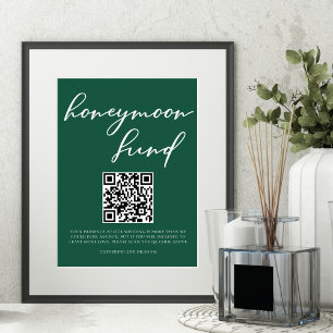 Poster Código QR de Casamento do Fundo de Honestia Verde 