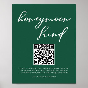 Poster Código QR de Casamento do Fundo de Honestia Verde 