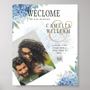 Poster Código QR de Convite para Casamento de Hydrangea A