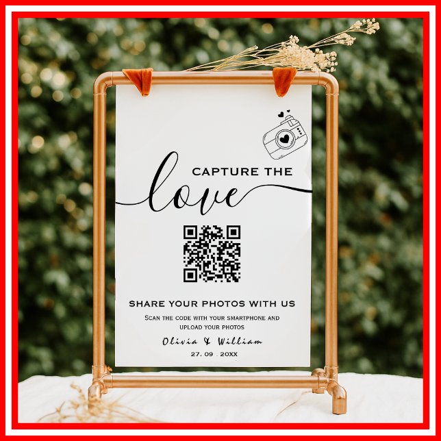 Poster Código QR de Foto Capture O Amor Casamento Moderno (Criador carregado)