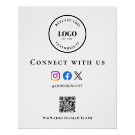 Pôster Código QR de mídia social empresarial site Logotip