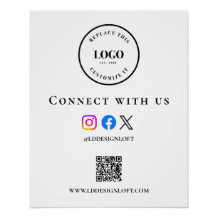 Pôster Código QR de mídia social empresarial site Logotip