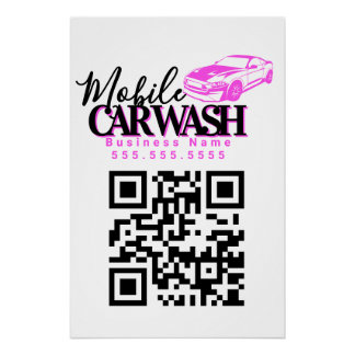 Pôster Código QR de Negócios de Lavagem de Carros Móvel