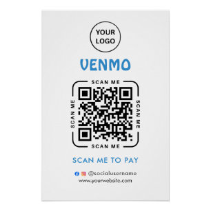 Pôster Código QR de Pagamento Venmo Escaneie para Pagar