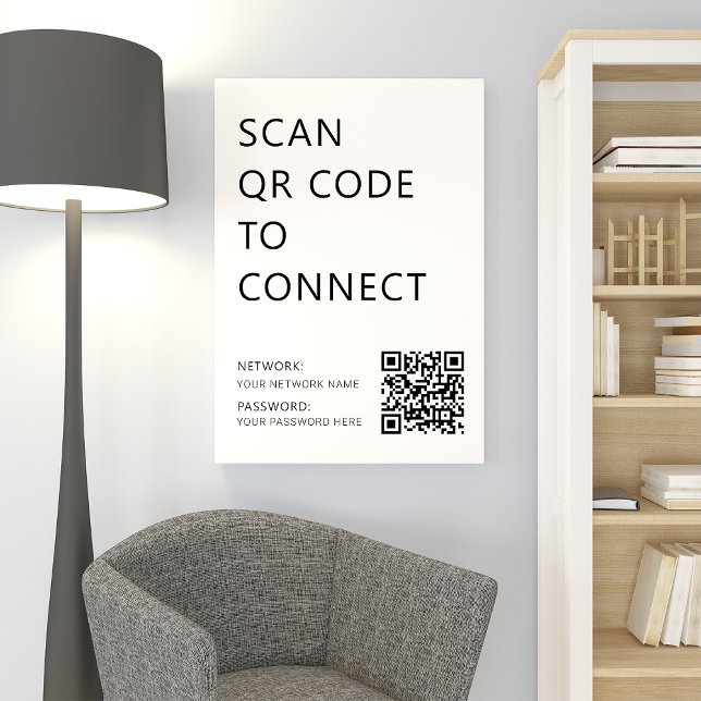 Poster Código QR de Rede Wifi da Empresa Branco (Criador carregado)